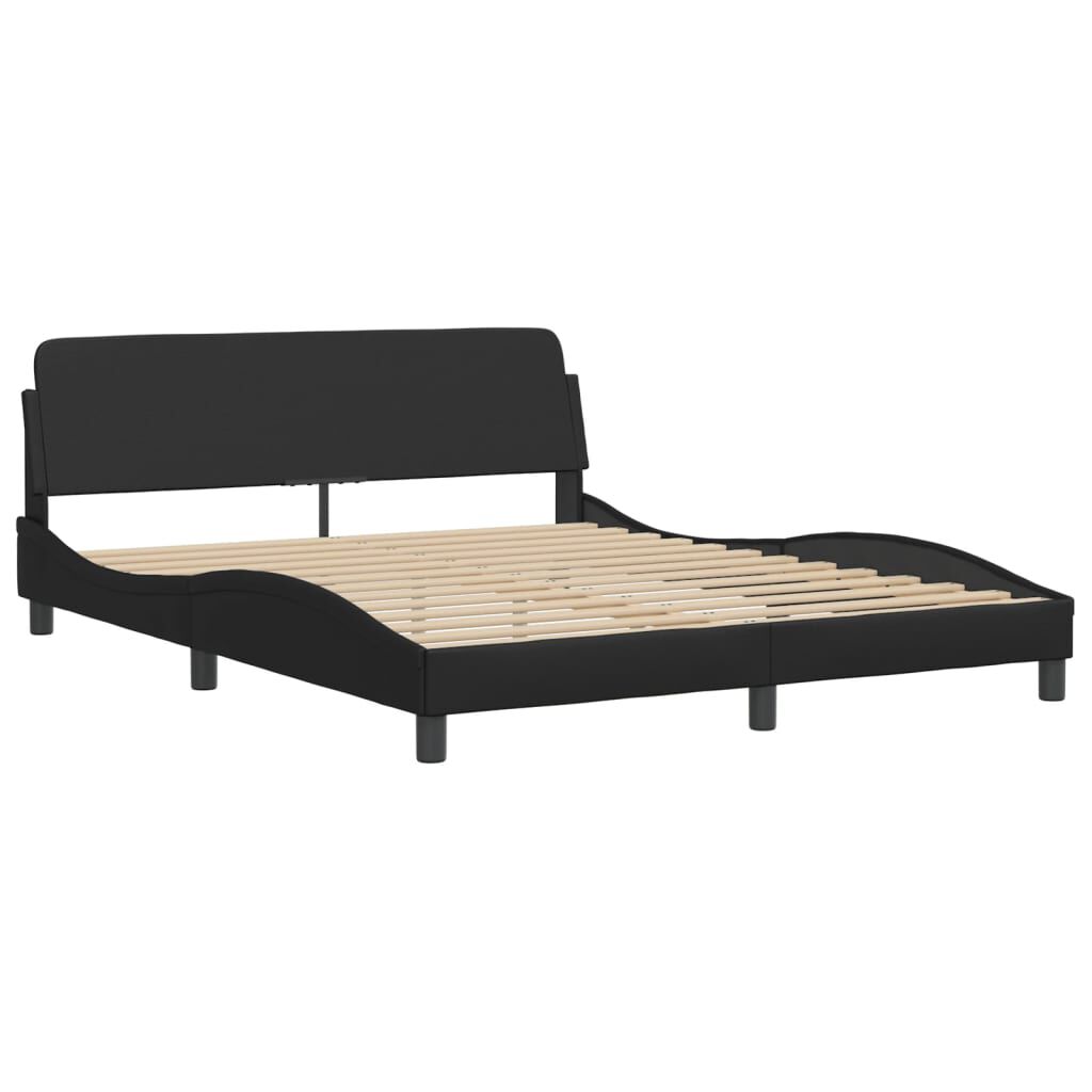 vidaXL Bed Frame without Mattress Black 152x203 cm Queen Faux Leather