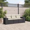 vidaXL 3 Piece Garden Sofa Set with Cushions Black Poly Rattan