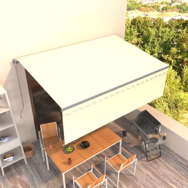 vidaXL Manual Retractable Awning with Blind 4x3m Cream