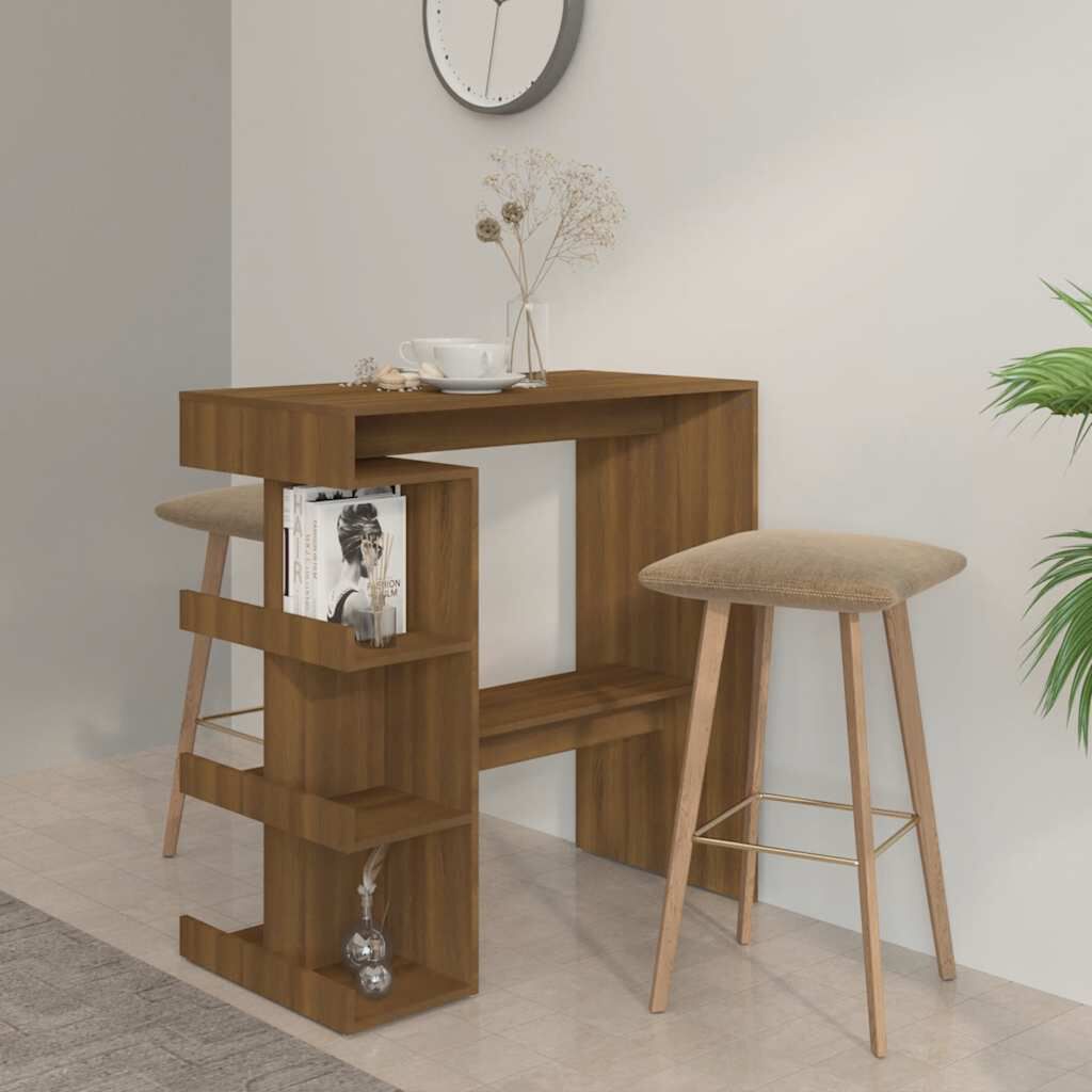 vidaXL Bar Table with Storage Rack Brown Oak 100x50x101.5cm Engineered Wood