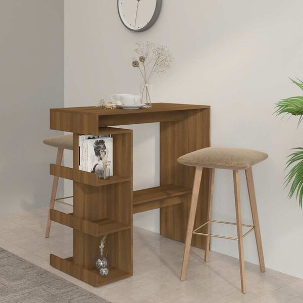 vidaXL Bar Table with Storage Rack Brown Oak 100x50x101.5cm Engineered Wood