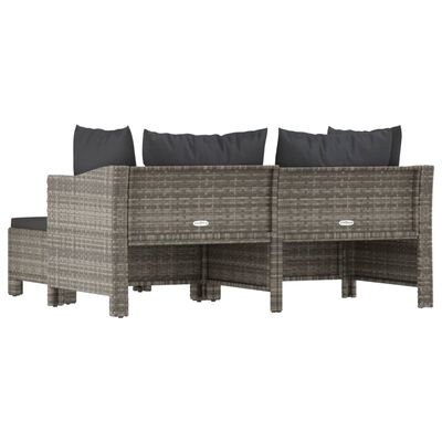 vidaXL 3 Piece Garden Lounge Set with Cushions Grey Poly Rattan