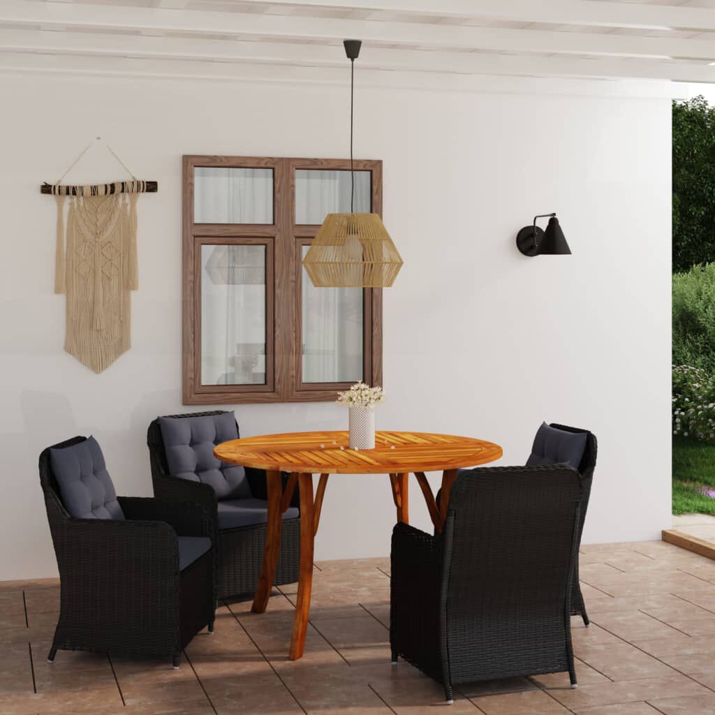 vidaXL 5 Piece Garden Dining Set Black