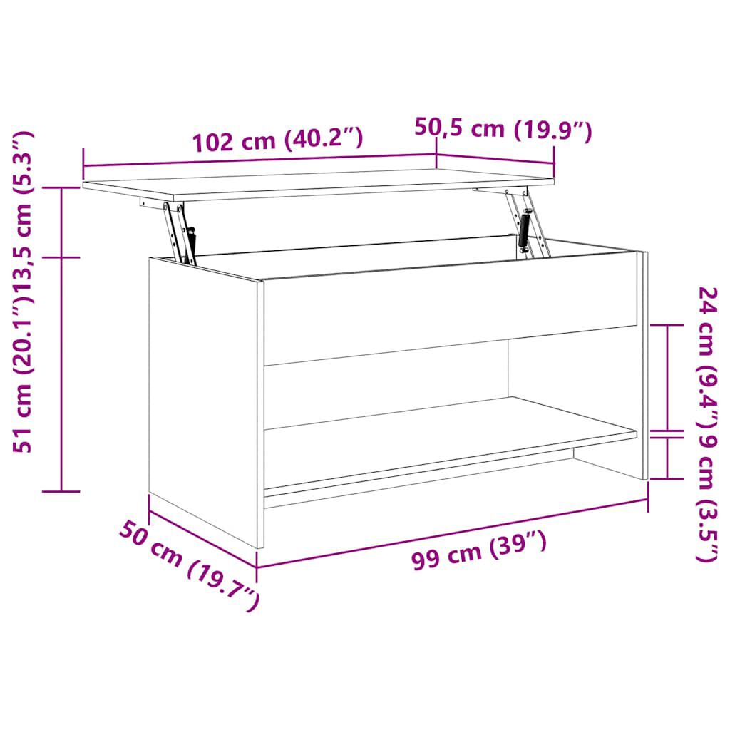 vidaXL Coffee Table Sonoma Oak 102x50x52,5 cm Engineered Wood