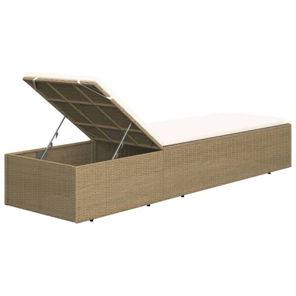 vidaXL Sunlounger Poly Rattan Brown and Cream White
