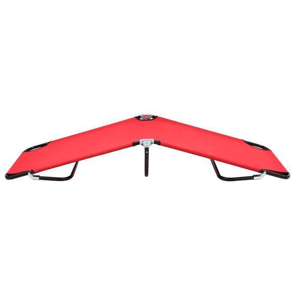 vidaXL Folding Sun Lounger Red Steel