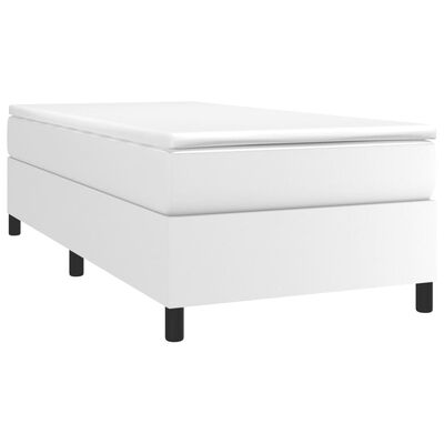 vidaXL Box Spring Bed Frame White 100x203 cm Twin XL Faux Leather