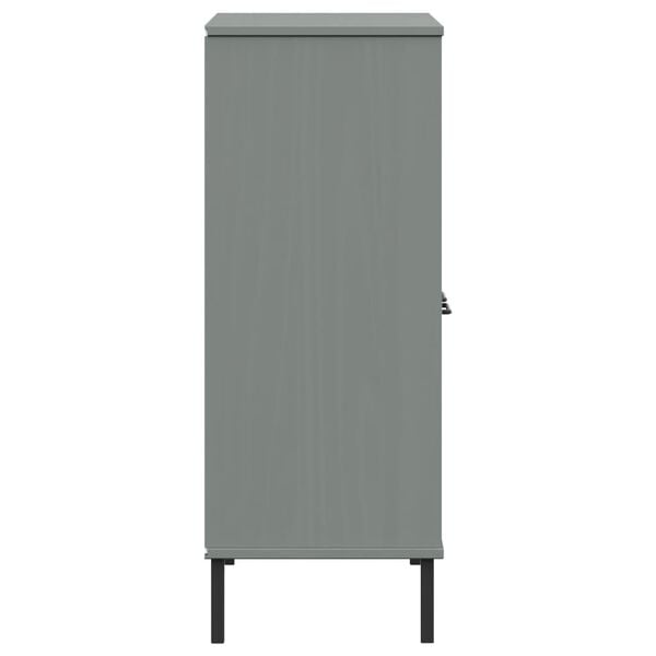 vidaXL Bookcase with Metal Legs Grey 90x35x90.5 cm Solid Wood OSLO