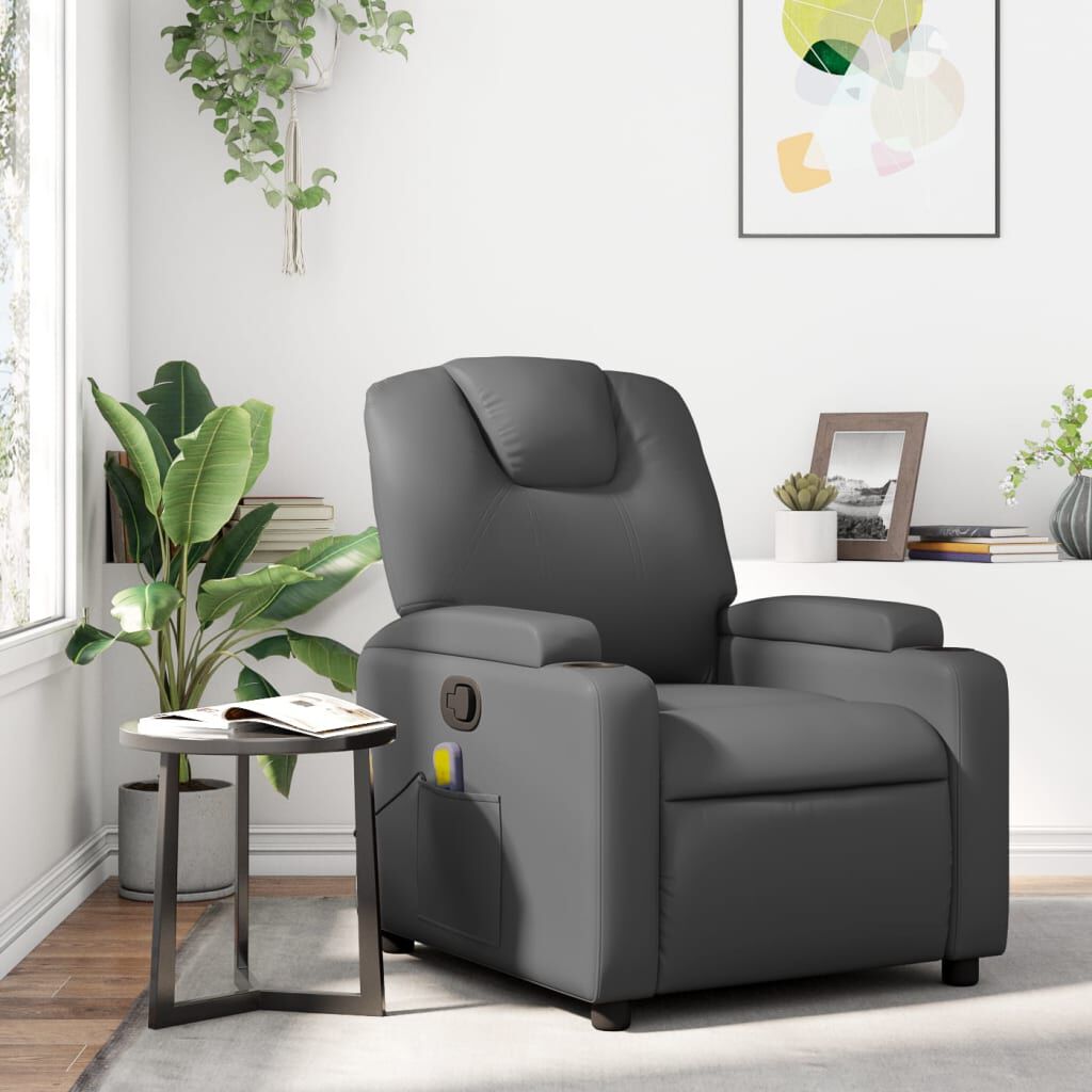 vidaXL Massage Recliner Chair Grey Faux Leather