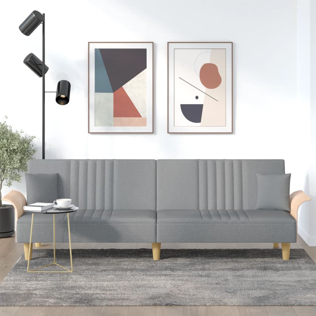 vidaXL Sofa Bed with Armrests Light Grey Fabric