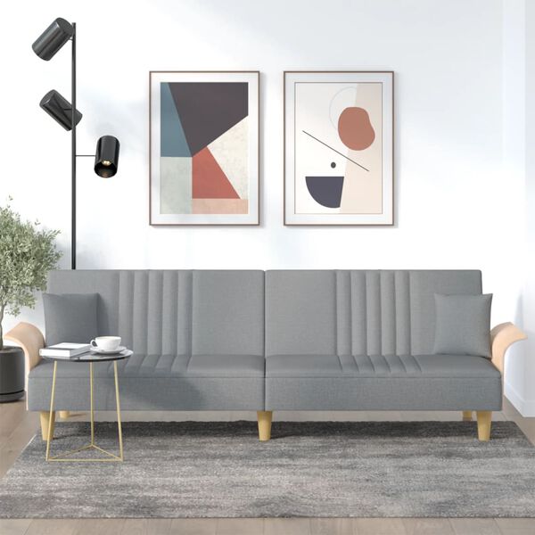 vidaXL Sofa Bed with Armrests Light Grey Fabric