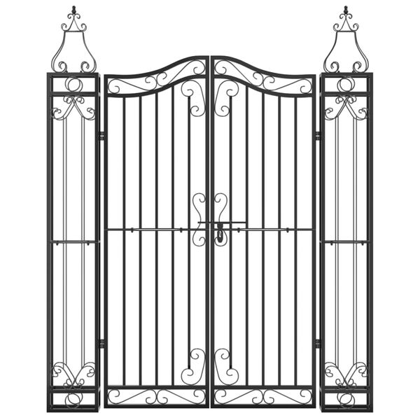 vidaXL Garden Gate Black 121x8x150 cm Wrought Iron