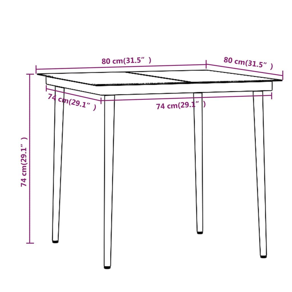 vidaXL 3 Piece Garden Dining Set with Cushions Brown and Black