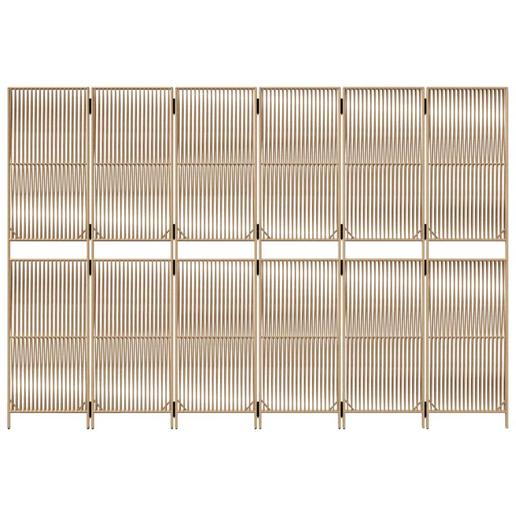 vidaXL Room Divider 6 Panels Beige Poly Rattan
