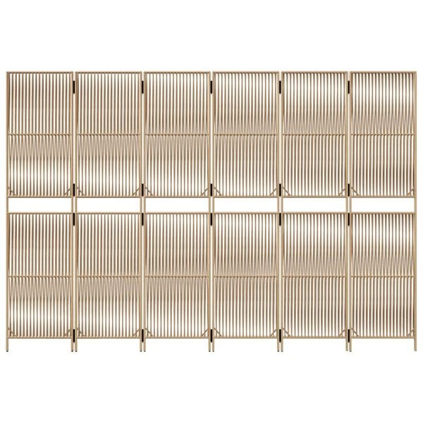 vidaXL Room Divider 6 Panels Beige Poly Rattan