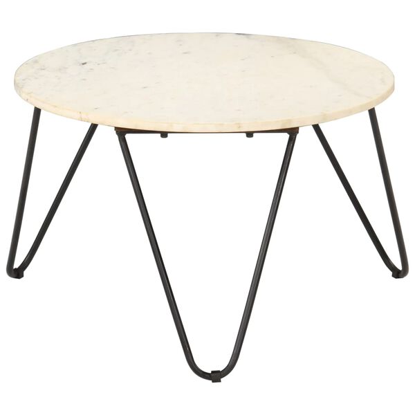 vidaXL Coffee Table White 65x65x42 cm Real Stone with Marble Texture