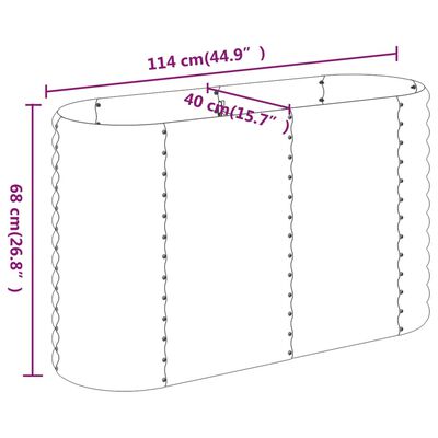 vidaXL Garden Raised Bed Powder-coated Steel 114x40x68 cm Silver