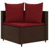 vidaXL 9 Piece Garden Sofa Set with Cushions Brown Poly Rattan