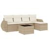 vidaXL 6 Piece Garden Sofa Set with Cushions Beige Poly Rattan