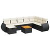 vidaXL 9 Piece Garden Sofa Set with Cushions Black Poly Rattan