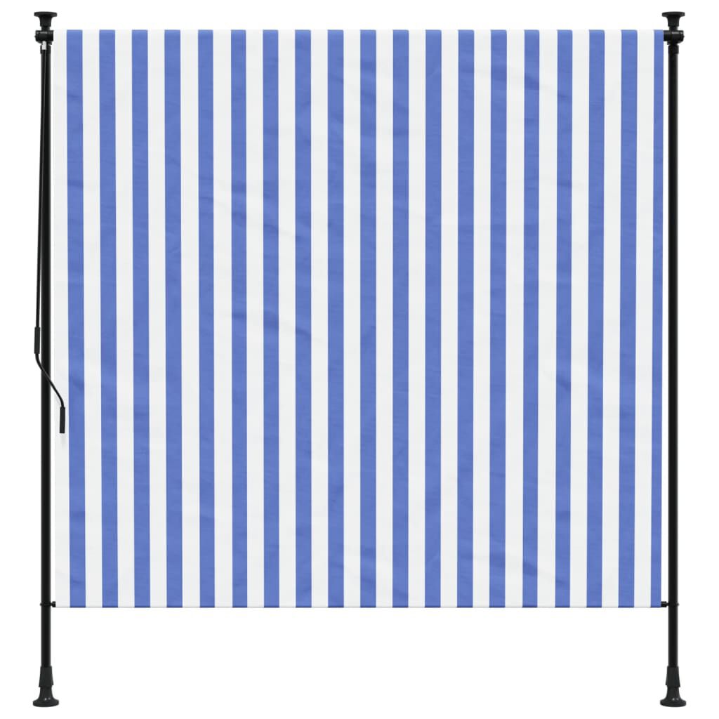 vidaXL Outdoor Roller Blind Blue and White 150x270 cm Fabric&Steel