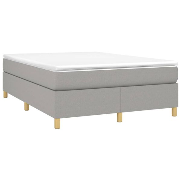 vidaXL Box Spring Bed with Mattress Light Grey 152x203 cm Queen Fabric