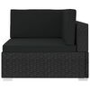 vidaXL Sectional Corner Chair with Cushions Poly Rattan Black
