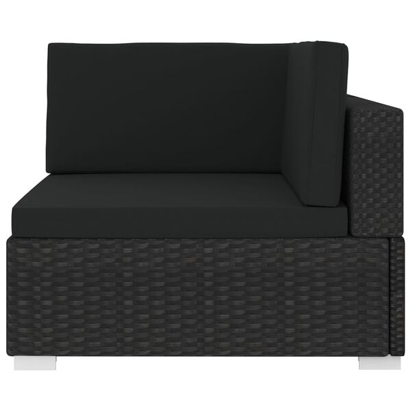vidaXL Sectional Corner Chair with Cushions Poly Rattan Black
