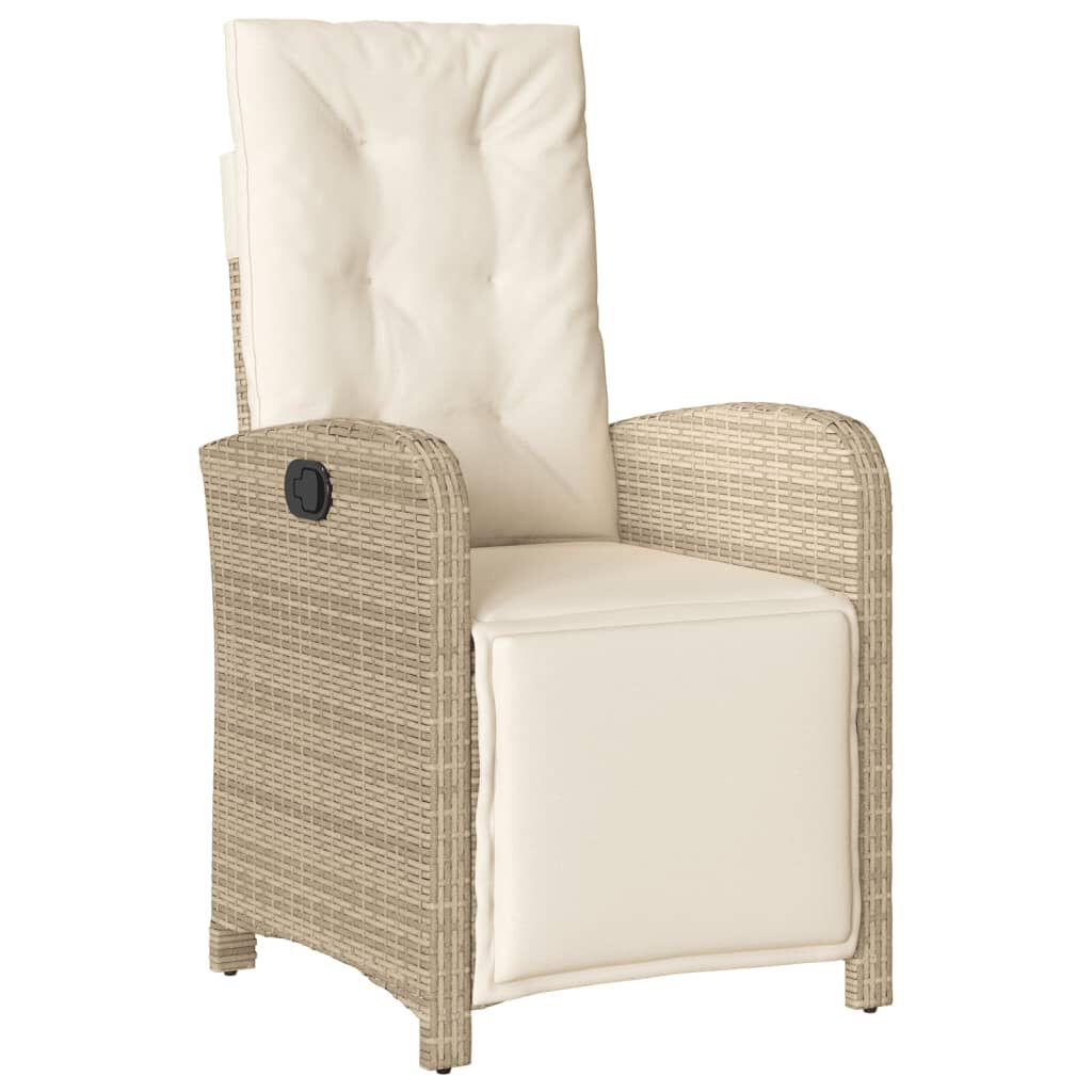 vidaXL 7 Piece Garden Dining Set with Cushions Beige Poly Rattan