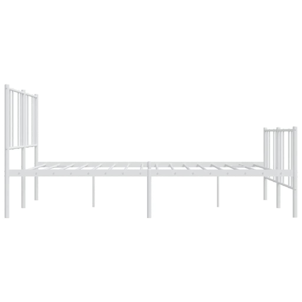 vidaXL Metal Bed Frame without Mattress with Footboard White 183x213cm