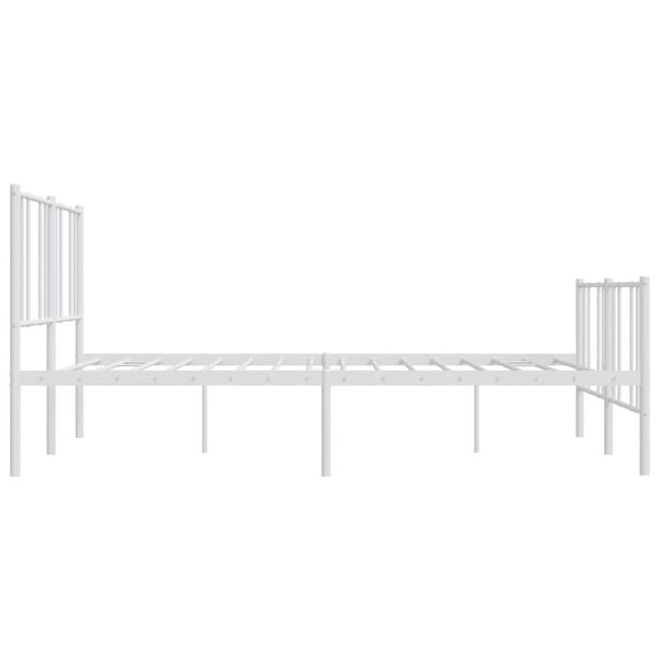 vidaXL Metal Bed Frame without Mattress with Footboard White 183x213cm
