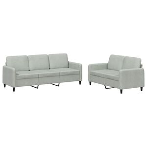 vidaXL 2 Piece Sofa Set Light Grey Velvet