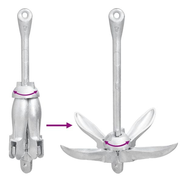 vidaXL Folding Anchor Silver 8 kg Hot Dip Galvanized Cast Iron