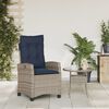 vidaXL Reclining Garden Chair with Cushions Grey Poly Rattan