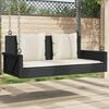 vidaXL Swing Bench with Cushions Black 119x56x48 cm Poly Rattan