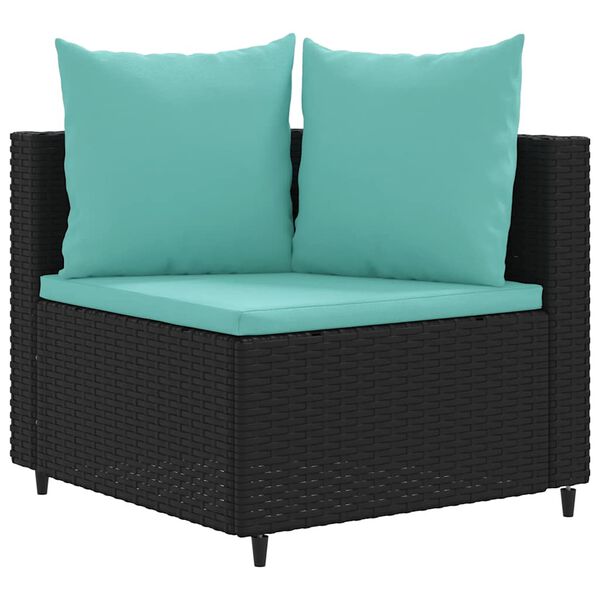vidaXL 5 Piece Garden Sofa Set with Cushions Black Poly Rattan