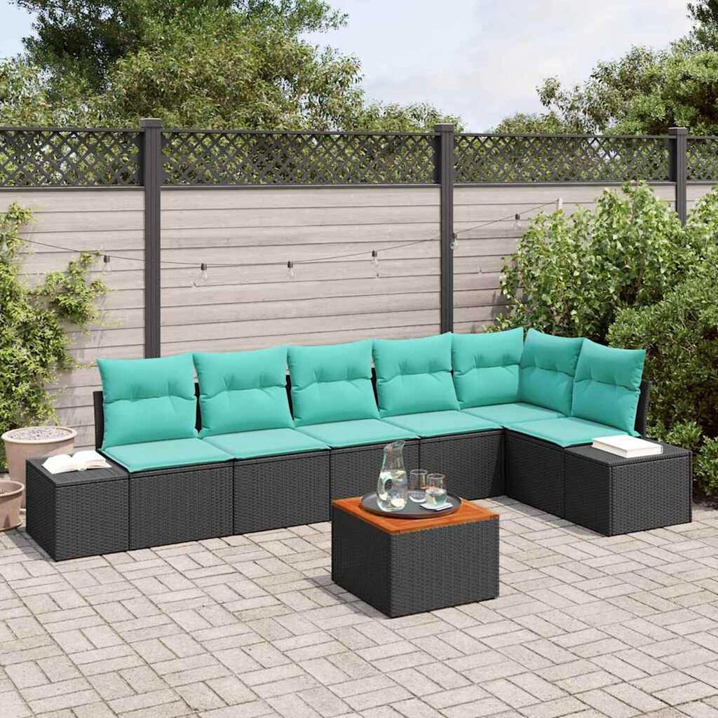 vidaXL Garden Sofa Set 7 pcs Black and turquoise