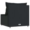vidaXL Garden Middle Sofa with Cushions Black Poly Rattan