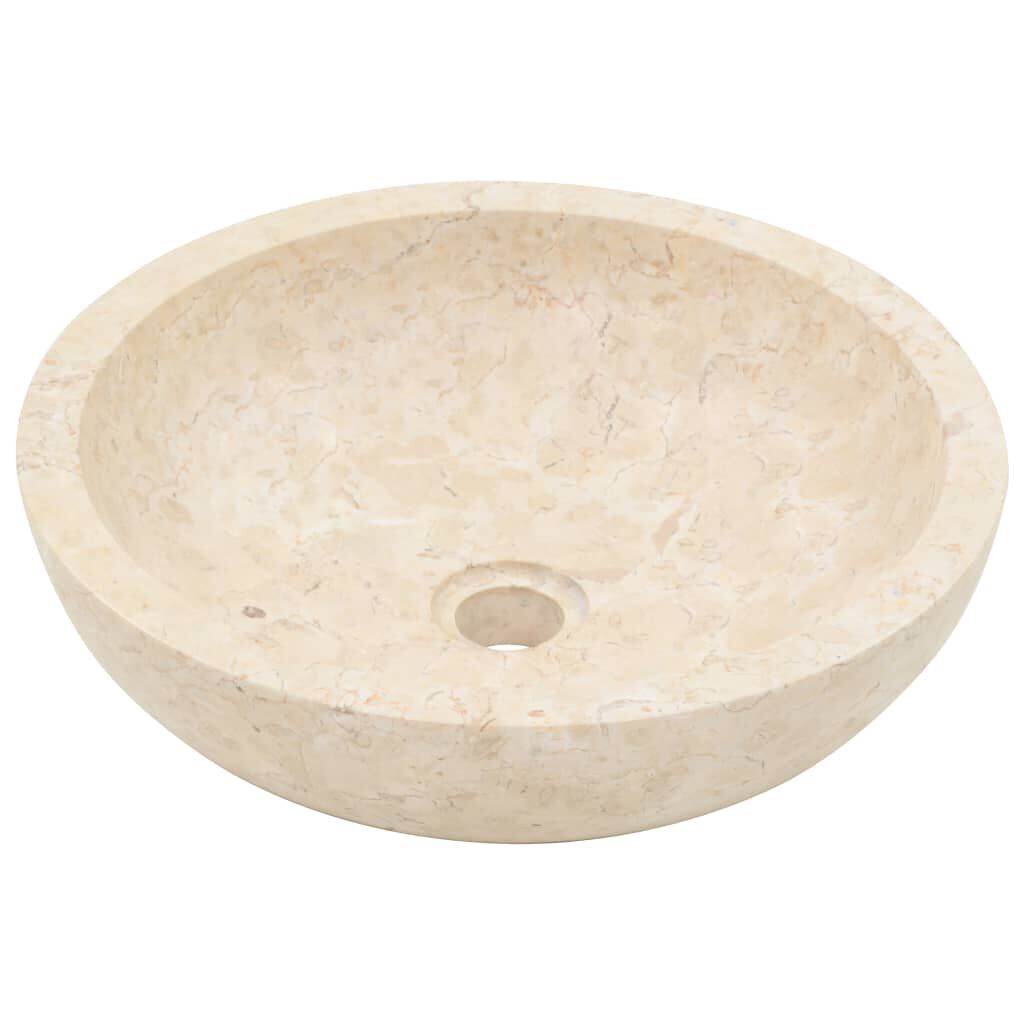 vidaXL Bathroom Vanity Cabinet with Cream Marble Sinks Solid Wood Teak