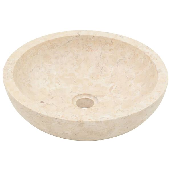 vidaXL Bathroom Vanity Cabinet with Cream Marble Sinks Solid Wood Teak