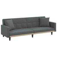 vidaXL Sofa Bed with Cushions Dark Grey Fabric