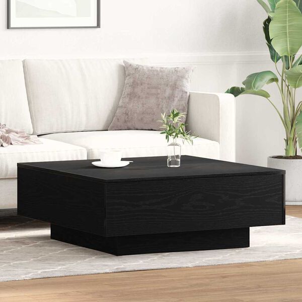 vidaXL Coffee Table Black oak 80 x 80 x 31 cm Engineered wood
