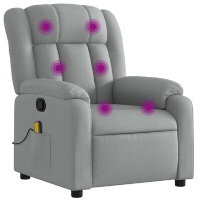 vidaXL Massage Recliner Chair Light Grey Fabric