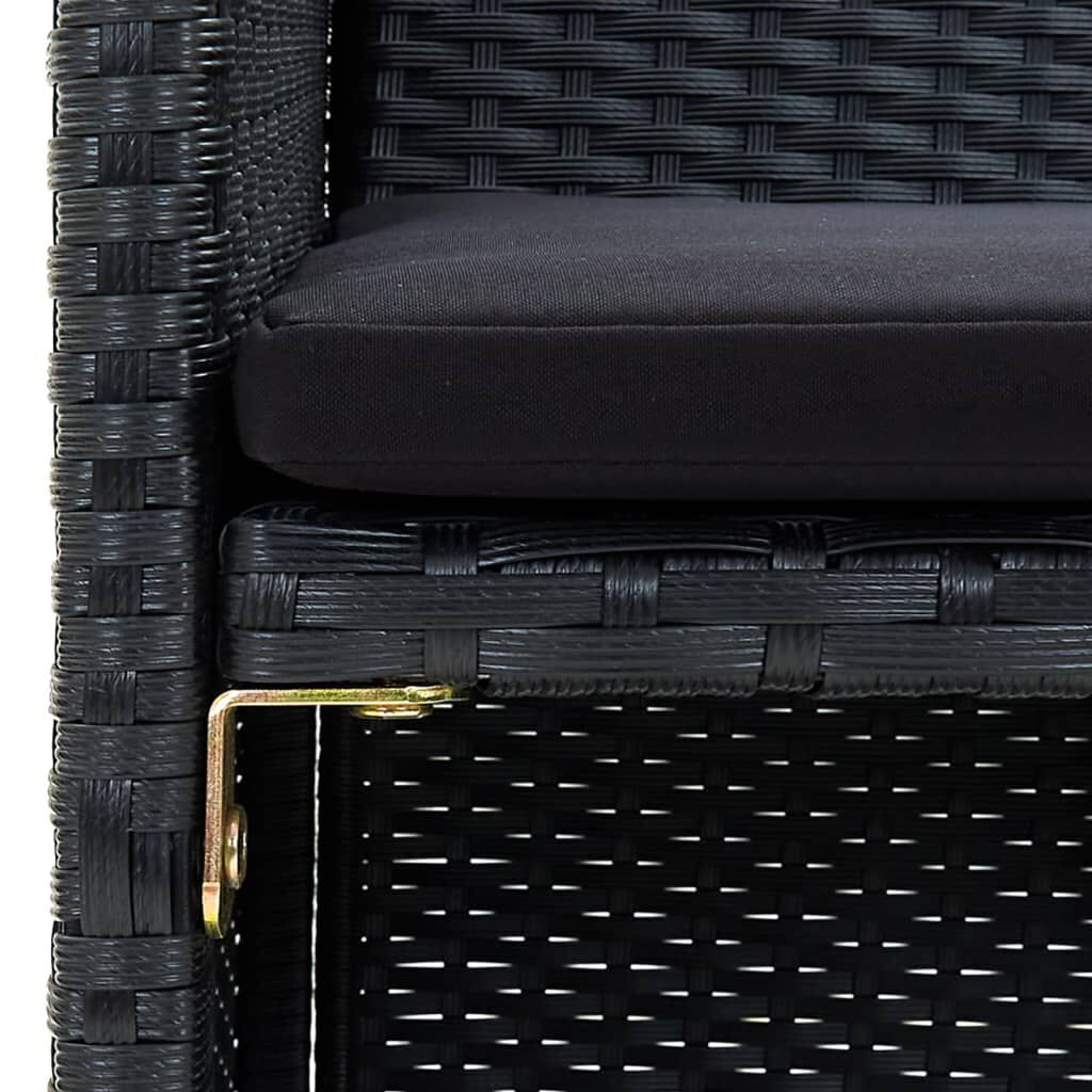 vidaXL 4 Piece Garden Lounge Set with Cushions Poly Rattan Black