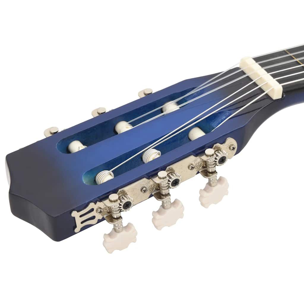 vidaXL 8 Piece Classical Guitar Beginner Set Blue 3/4 36"