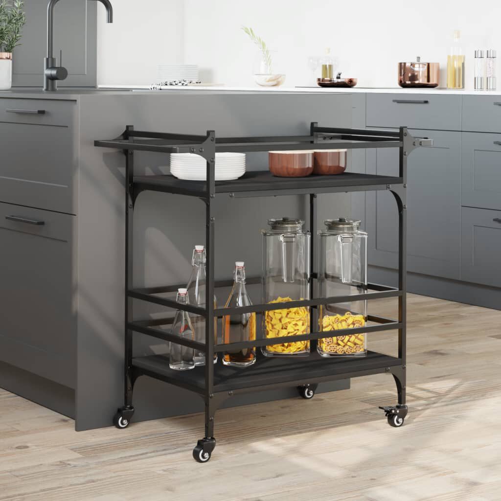 vidaXL Kitchen Trolley Black 82x40x78.5 cm Engineered Wood