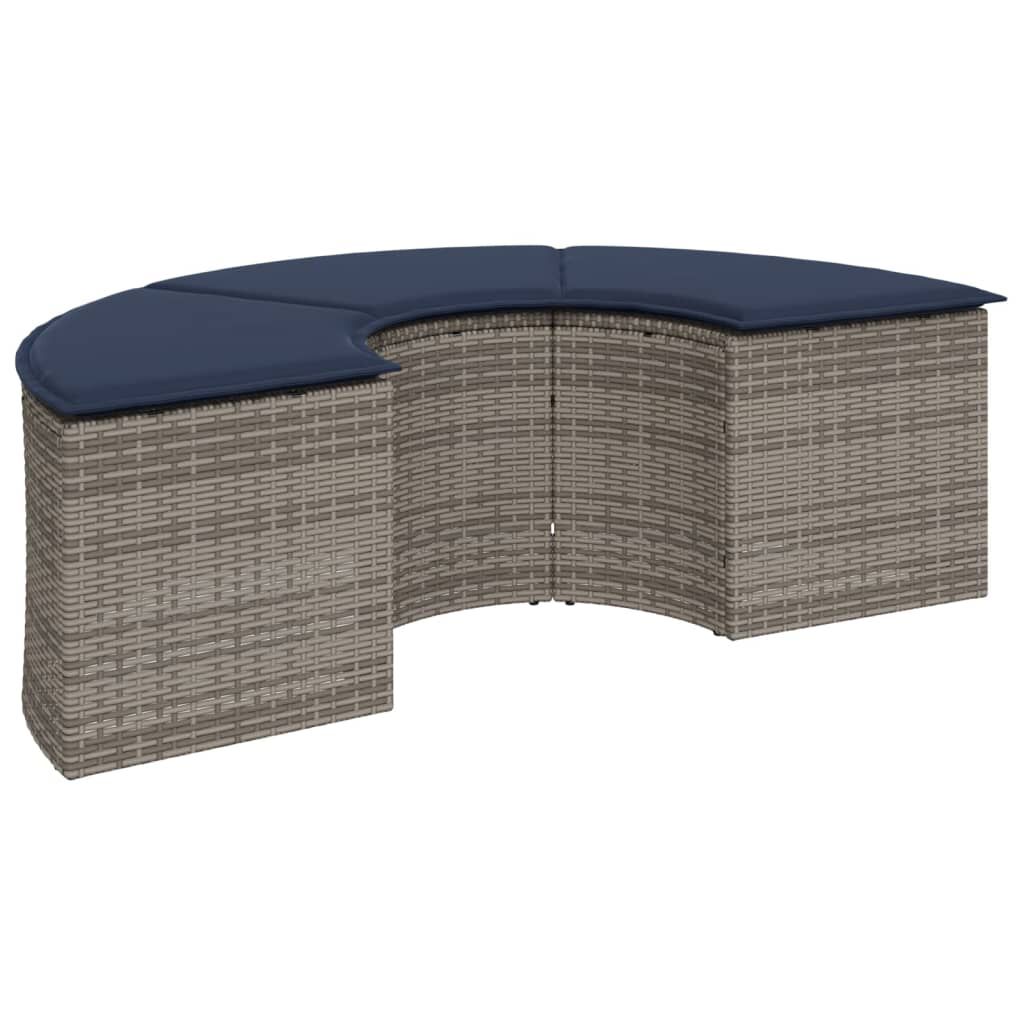 vidaXL 2 Piece Garden Sofa Set Half-Round Grey Poly Rattan