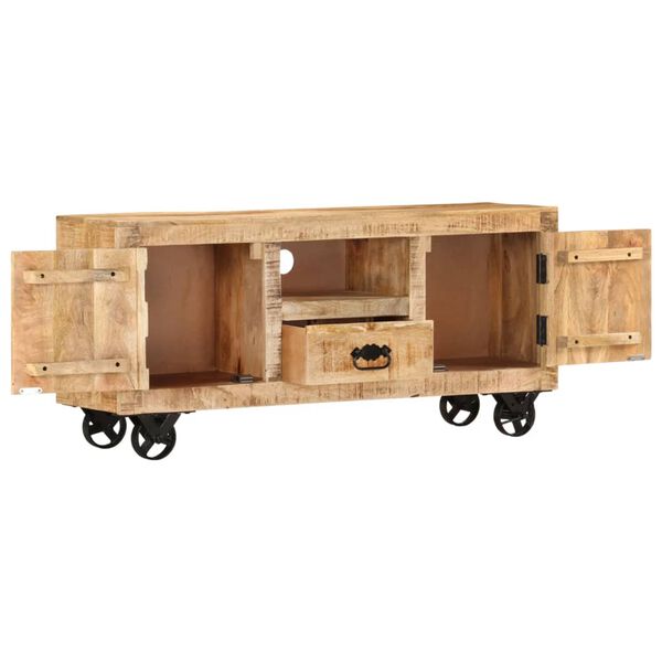 vidaXL TV Cabinet Rough Mango Wood 110x30x50 cm