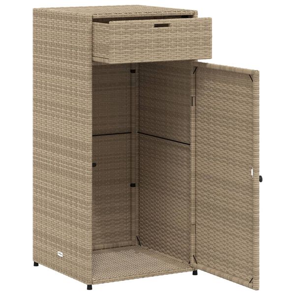 vidaXL Garden Storage Cabinet Beige 55x55x111 cm Poly Rattan