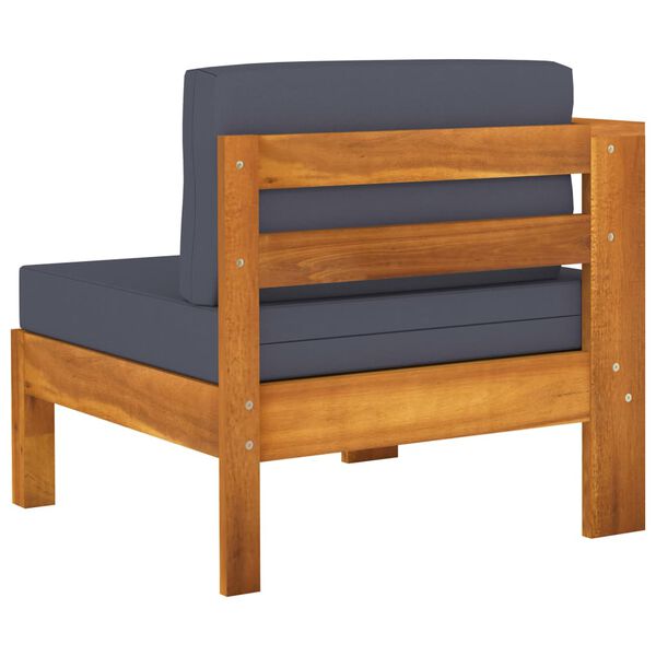 vidaXL 3-Seater Garden Sofa with Dark Grey Cushions Acacia Wood